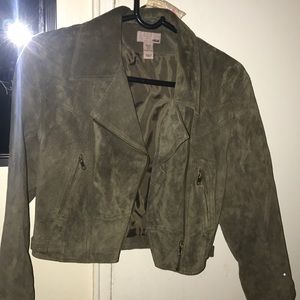 Olive green h&m suede jacket.